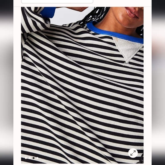 Free People Classic Striped Oversized Crewneck Sweatshirt  Sweater NEW! - Picture 3 of 7